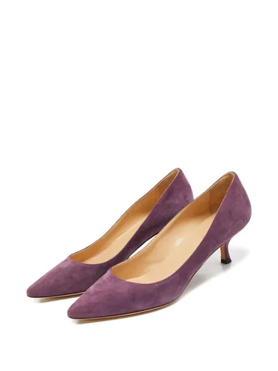 Pre-owned Sergio Rossi Pointed-toe Suede Pumps In Purple
