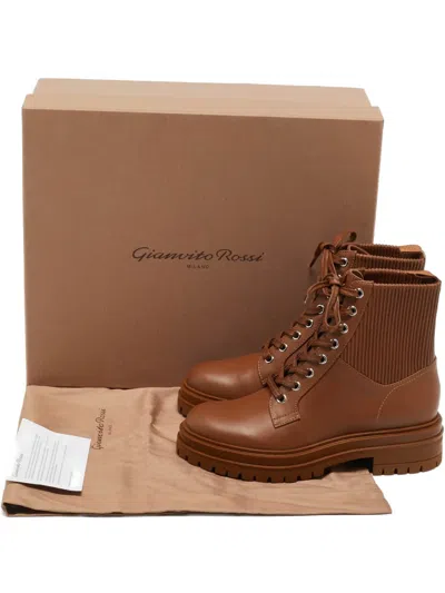Pre-owned Gianvito Rossi Martis Leather Combat Boots In Brown