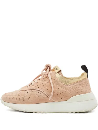 Pre-owned Tod's Perforated-leather Sneakers In Pink