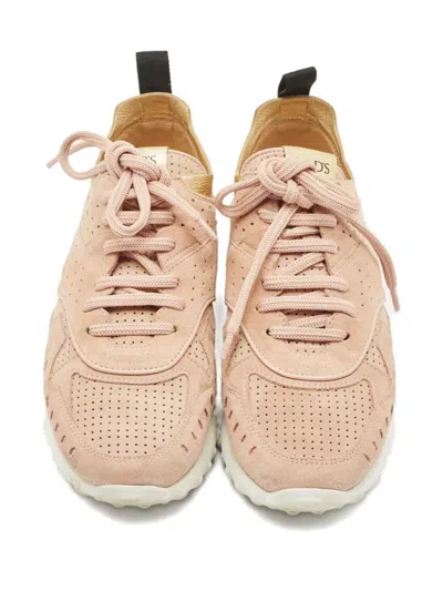 Pre-owned Tod's Perforated-leather Sneakers In Pink