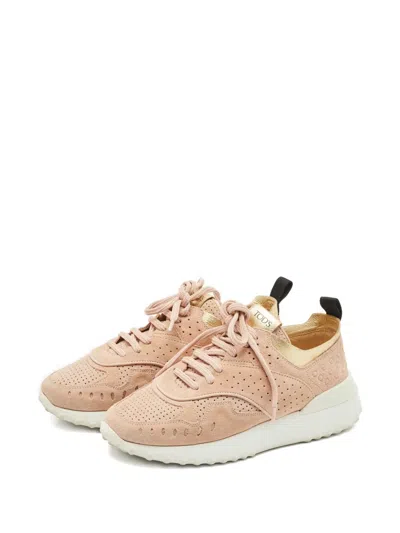 Pre-owned Tod's Perforated-leather Sneakers In Pink