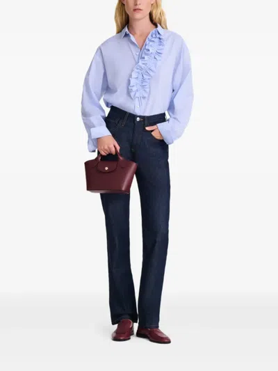 Longchamp Épure Xs Logo-embossed Tote Bag In Burgundy