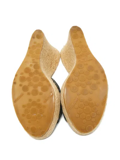 Pre-owned Jimmy Choo Narisa Embossed-leather Heeled Espadrilles In Black