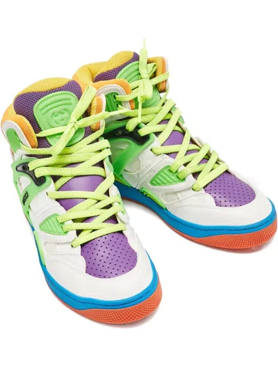 Pre-owned Gucci Leather Basket Sneakers In White