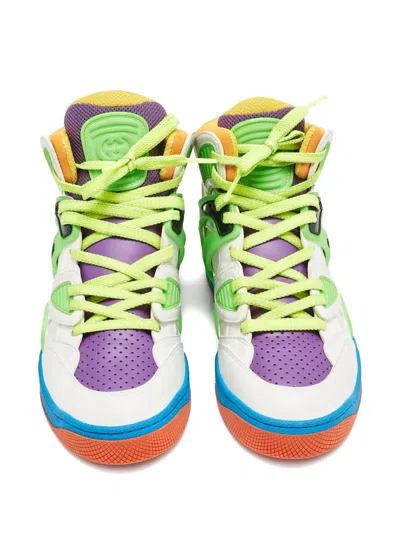 Pre-owned Gucci Leather Basket Sneakers In White