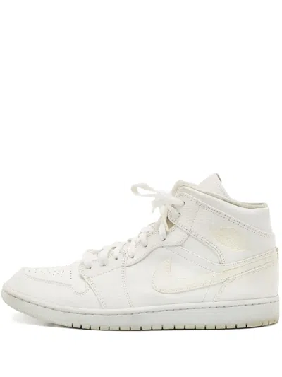 Pre-owned Jordan Air  1 Leather High-top Sneakers In White