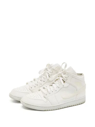 Pre-owned Jordan Air  1 Leather High-top Sneakers In White
