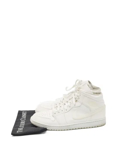 Pre-owned Jordan Air  1 Leather High-top Sneakers In White