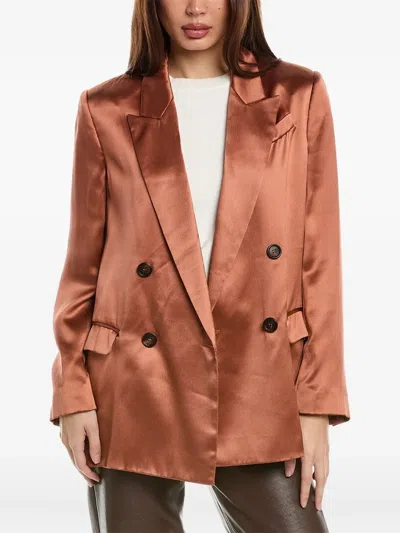 Brunello Cucinelli Satin Blazer In Orange