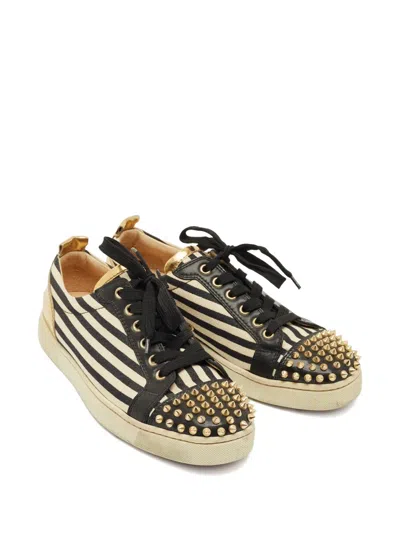 Pre-owned Christian Louboutin Louis Junior Spikes Sneakers In Neutral