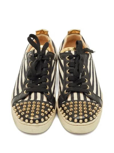 Pre-owned Christian Louboutin Louis Junior Spikes Sneakers In Neutral