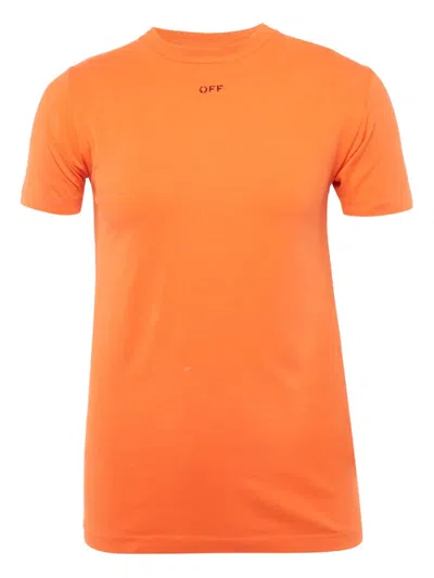 Pre-owned Off-white Logo-print Crew-neck T-shirt In Orange
