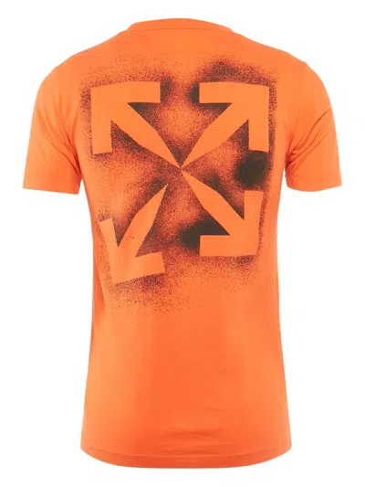 Pre-owned Off-white Logo-print Crew-neck T-shirt In Orange