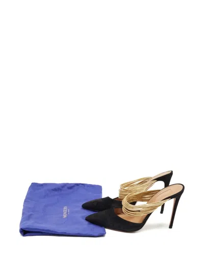 Pre-owned Aquazzura Rendez Vous Pointed-toe Mules In Black