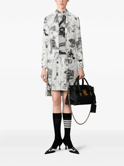 Thom Browne Toile Pleated Mini Skirt In White
