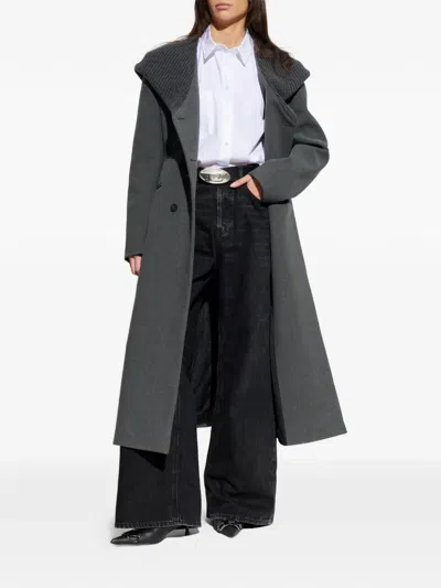 Diesel Buttoned Coat In Gray