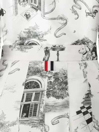 Thom Browne Toile Pleated Mini Skirt In White