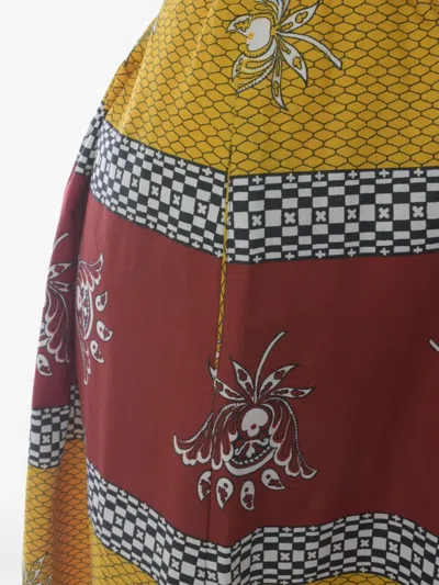 Pre-owned Souleiado Print Belted Midi Dress In Yellow