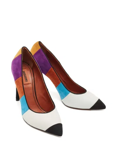 Pre-owned Missoni Colourblock Pointed-toe Pumps In White