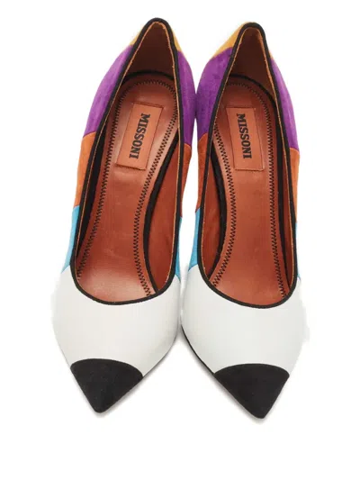 Pre-owned Missoni Colourblock Pointed-toe Pumps In White