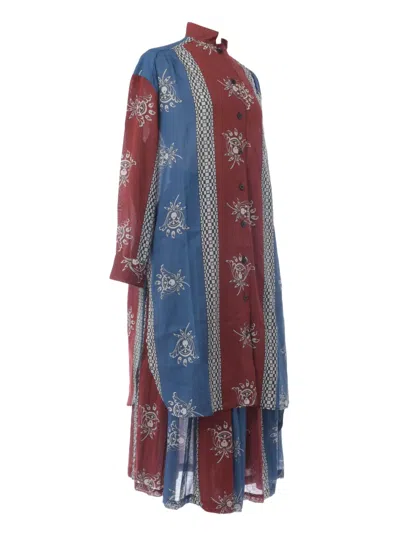 Pre-owned Souleiado Patterned Skirt Suit In Red