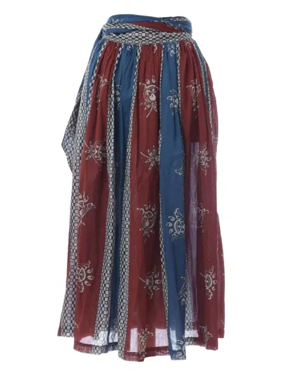 Pre-owned Souleiado Patterned Skirt Suit In Red