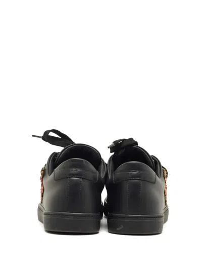 Pre-owned Dolce & Gabbana Heart-detail Leather Sneakers In Black
