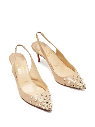 Pre-owned Christian Louboutin Drama Spikes Pumps In Neutral