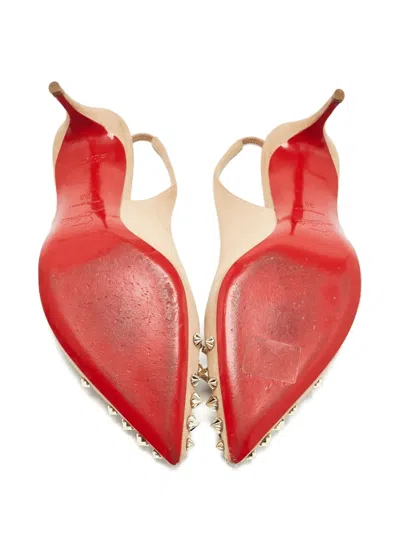 Pre-owned Christian Louboutin Drama Spikes Pumps In Neutral