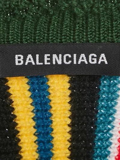 Pre-owned Balenciaga Striped Logo-embroidered Sweater In Black