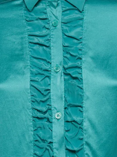 Pre-owned Love Moschino Ruffled Silk Shirt In Blue