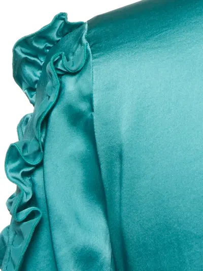 Pre-owned Love Moschino Ruffled Silk Shirt In Blue