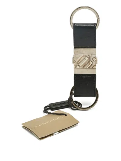 Pre-owned Burberry Leather Keyring In Black