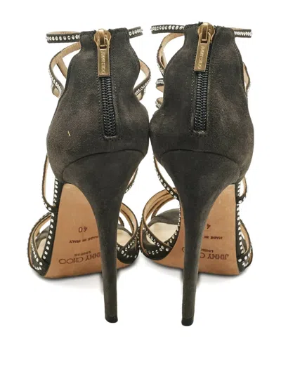 Pre-owned Jimmy Choo Thistle Crystal-embellished Sandals In Green