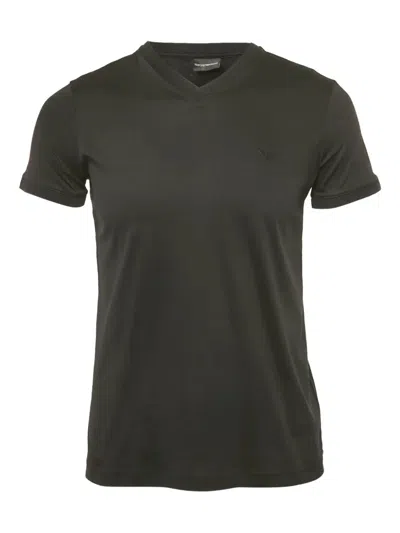 Pre-owned Emporio Armani Jersey V-neck T-shirt In Black