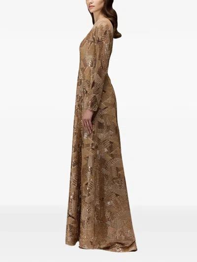 Tha Seen Sequin-embellishment Maxi Dress In Gold