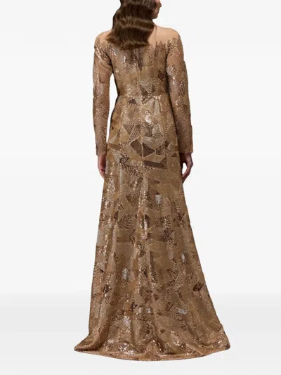 Tha Seen Sequin-embellishment Maxi Dress In Gold