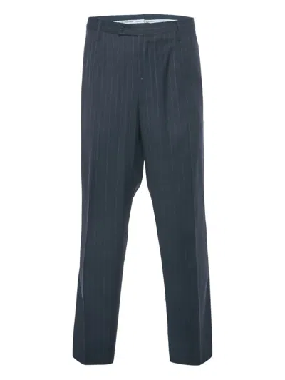 Pre-owned Dolce & Gabbana Striped Wool Trousers In Blue