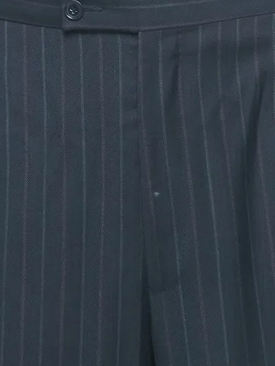 Pre-owned Dolce & Gabbana Striped Wool Trousers In Blue