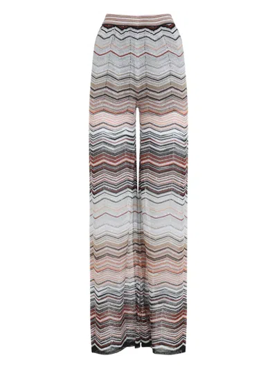 Missoni Sequin-embellished Striped Metallic Crochet-knit Wide-leg Pants In Neutral