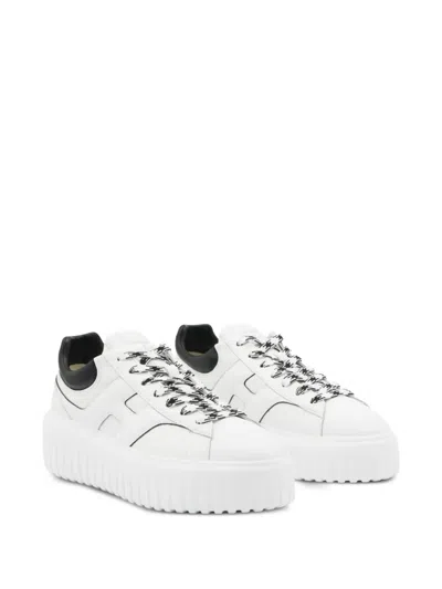 Hogan Platform Houndstooth-lace Sneakers In White
