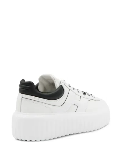 Hogan Platform Houndstooth-lace Sneakers In White