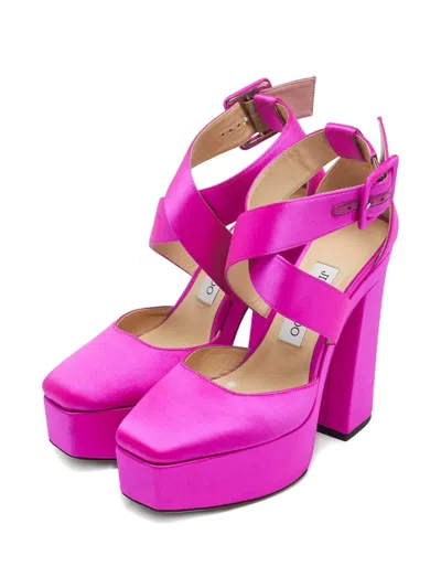 Pre-owned Jimmy Choo 150mm Gian Platform Pumps In Pink