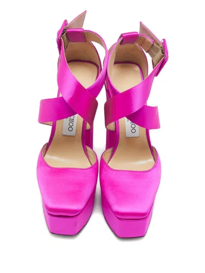 Pre-owned Jimmy Choo 150mm Gian Platform Pumps In Pink