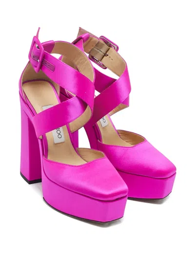 Pre-owned Jimmy Choo 150mm Gian Platform Pumps In Pink