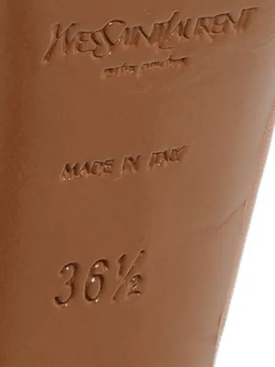 Pre-owned Saint Laurent 140mm Tribtoo Leather Pumps In Brown