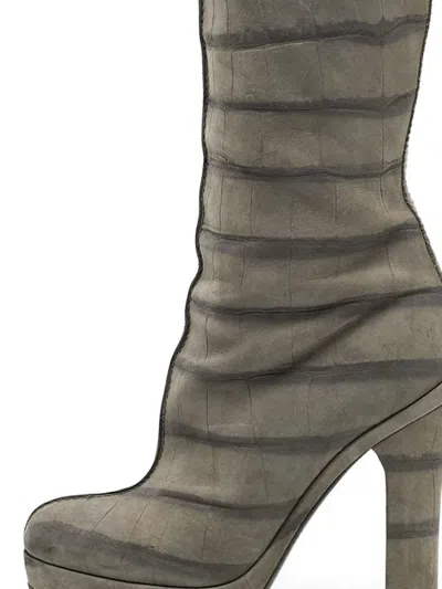 Pre-owned Louis Vuitton 2024 120mm Crocodile-embossed Boots In Gray