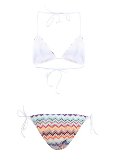 Missoni Chevron-pattern Bikini In White