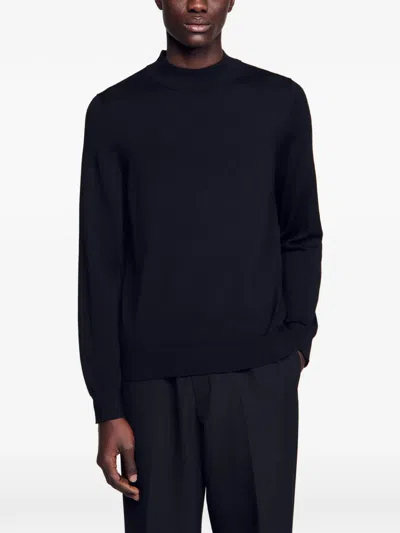 Sandro Mock-neck Sweater In Black