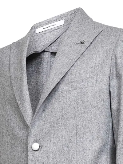 Tagliatore Peak Lapel Two-button Jacket In Gray